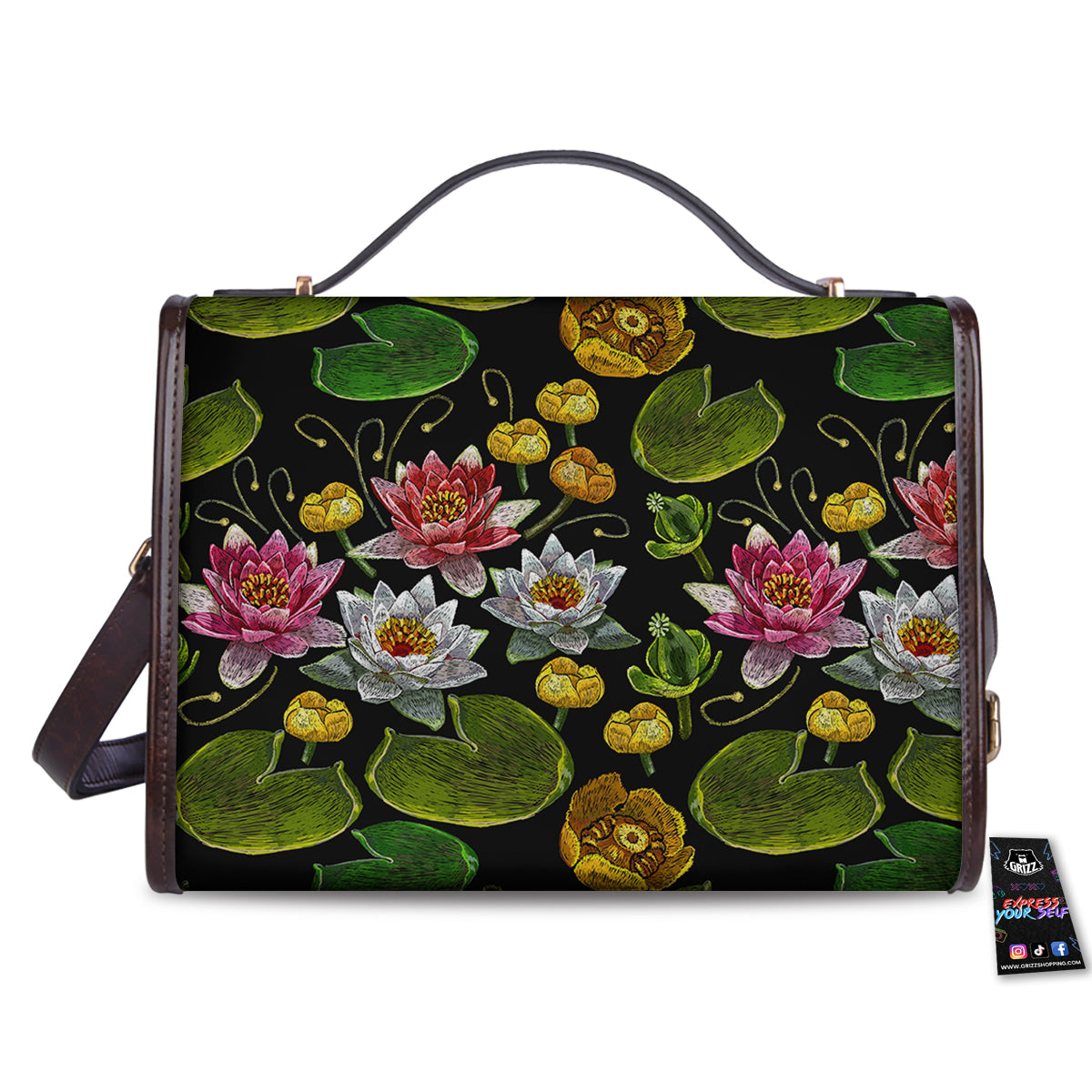 Flower Lily Water Print Pattern Women's Satchel Bag-grizzshop