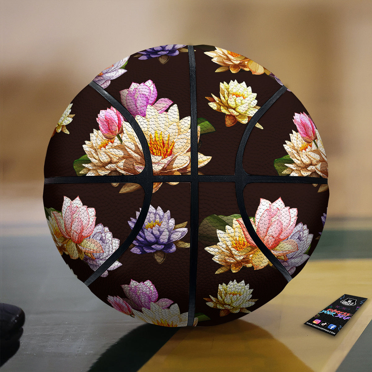 Flower Lotus Vintage Print Pattern Basketball