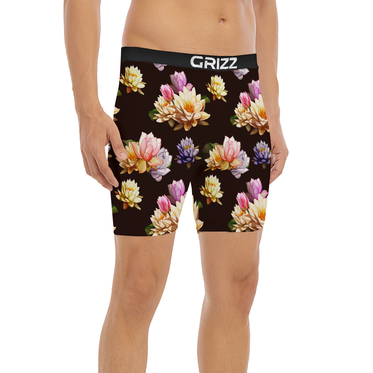 Flower Lotus Vintage Print Pattern Boxer Briefs-grizzshop