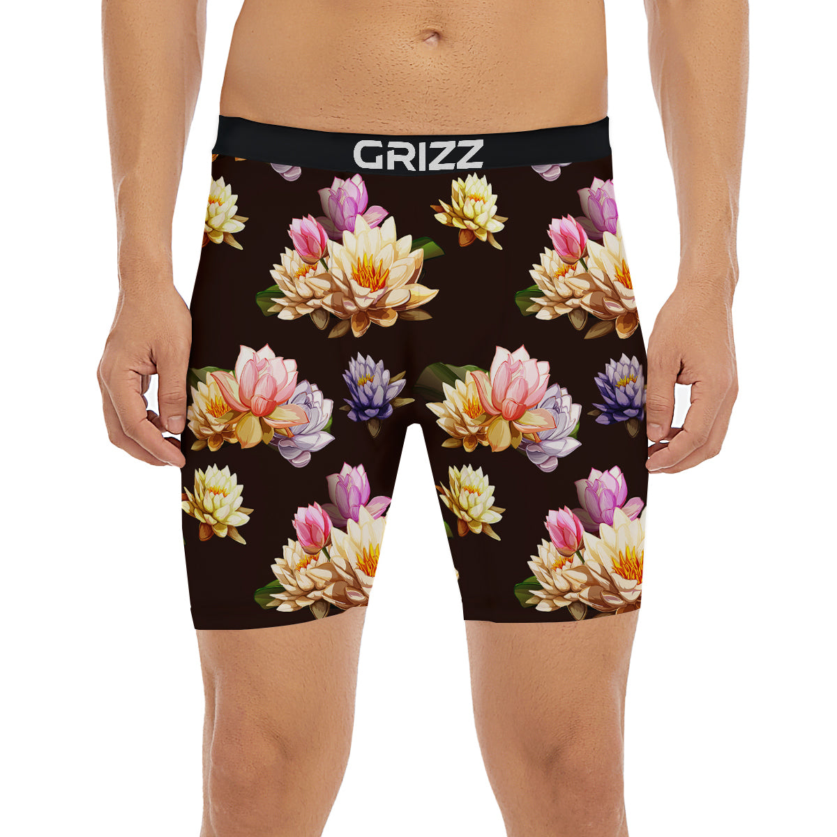 Flower Lotus Vintage Print Pattern Boxer Briefs-grizzshop
