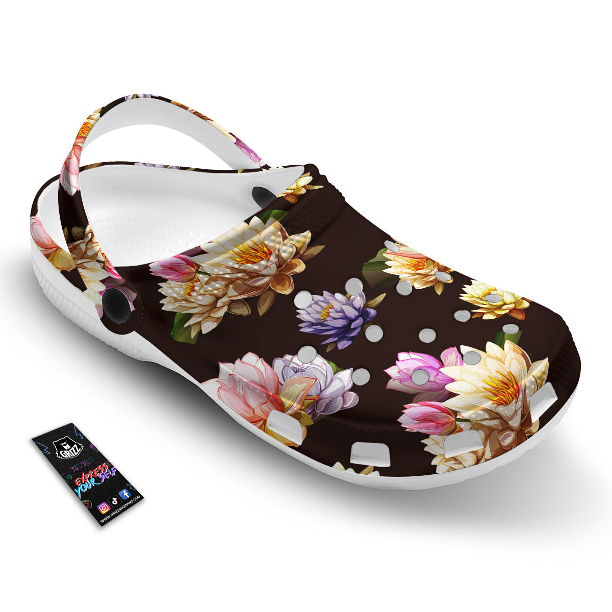 Flower Lotus Vintage Print Pattern Clog-grizzshop