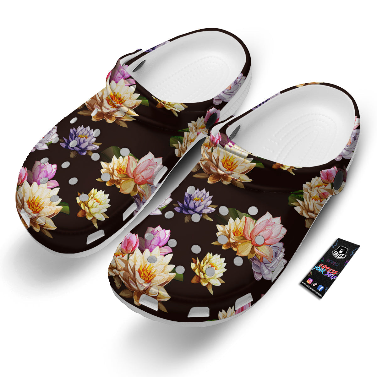 Flower Lotus Vintage Print Pattern Clog-grizzshop