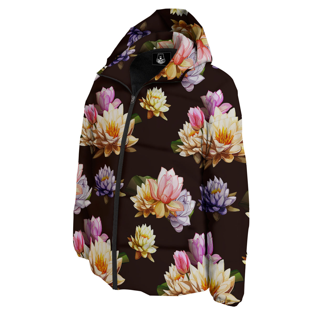 Flower Lotus Vintage Print Pattern Down Jacket-grizzshop