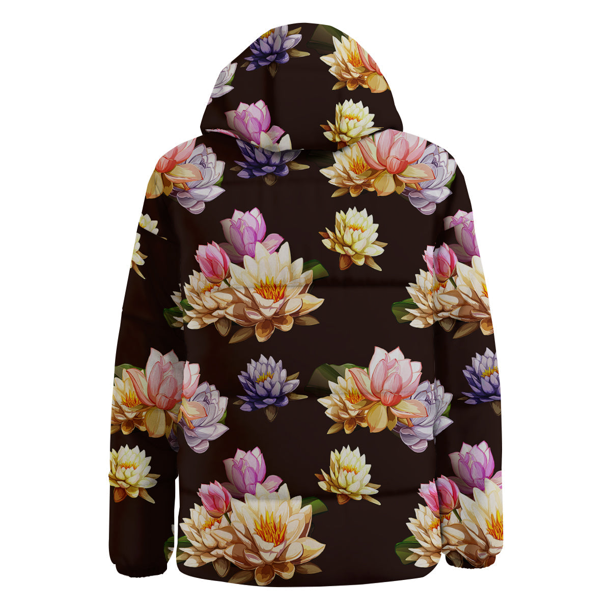 Flower Lotus Vintage Print Pattern Down Jacket-grizzshop
