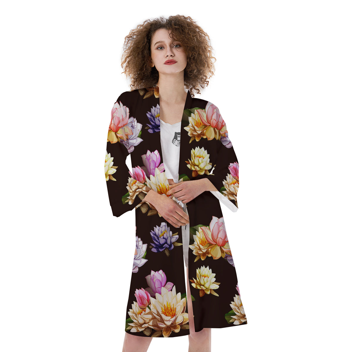 Flower Lotus Vintage Print Pattern Kimono-grizzshop