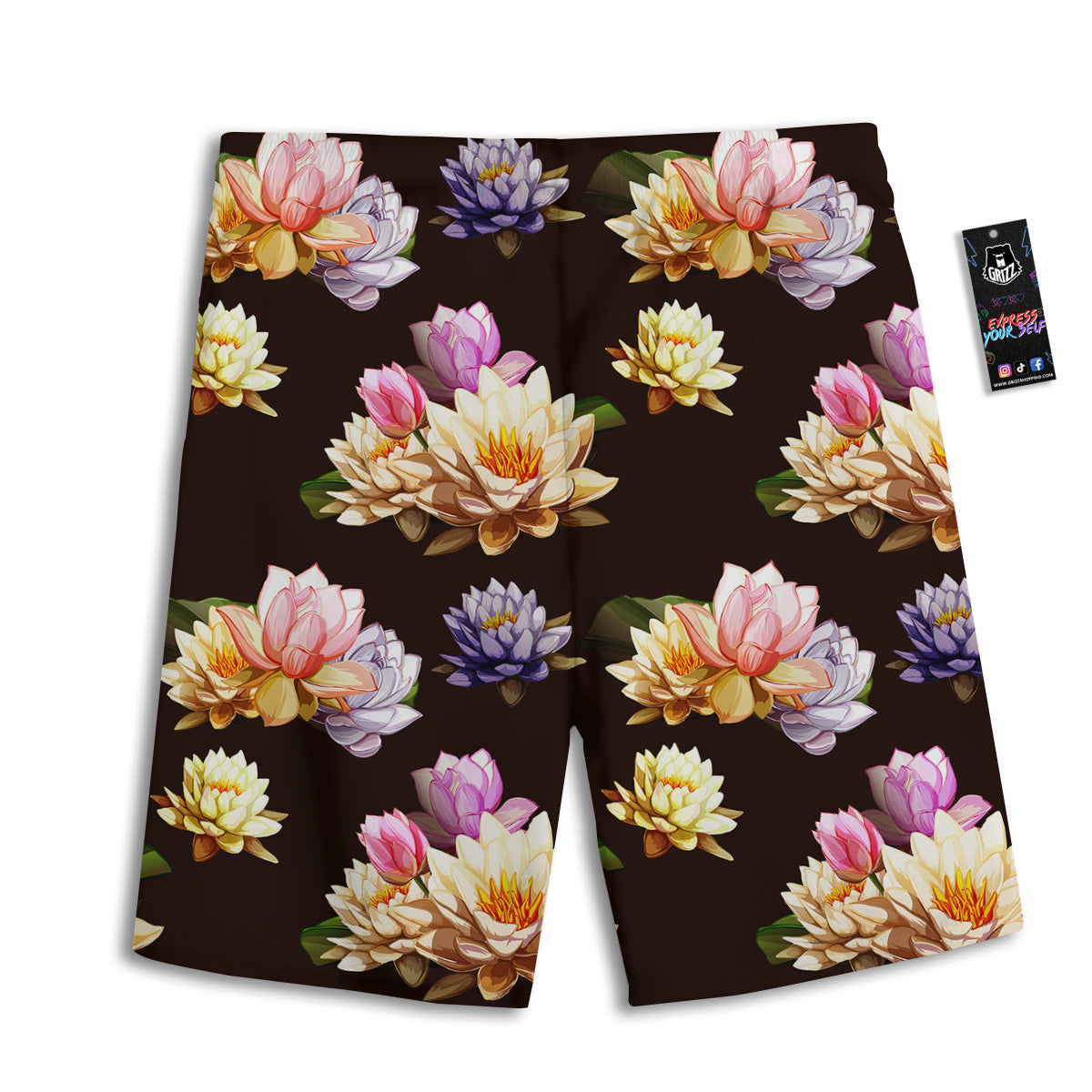 Flower Lotus Vintage Print Pattern Men's Athletic Shorts