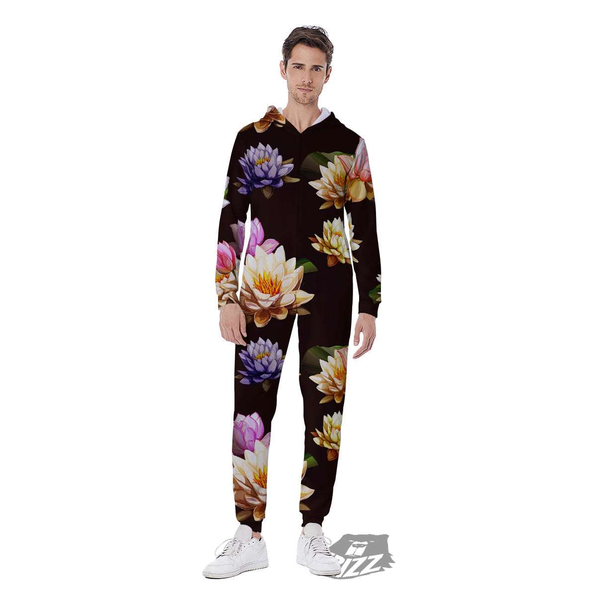 Flower Lotus Vintage Print Pattern Men's Jumpsuit-grizzshop