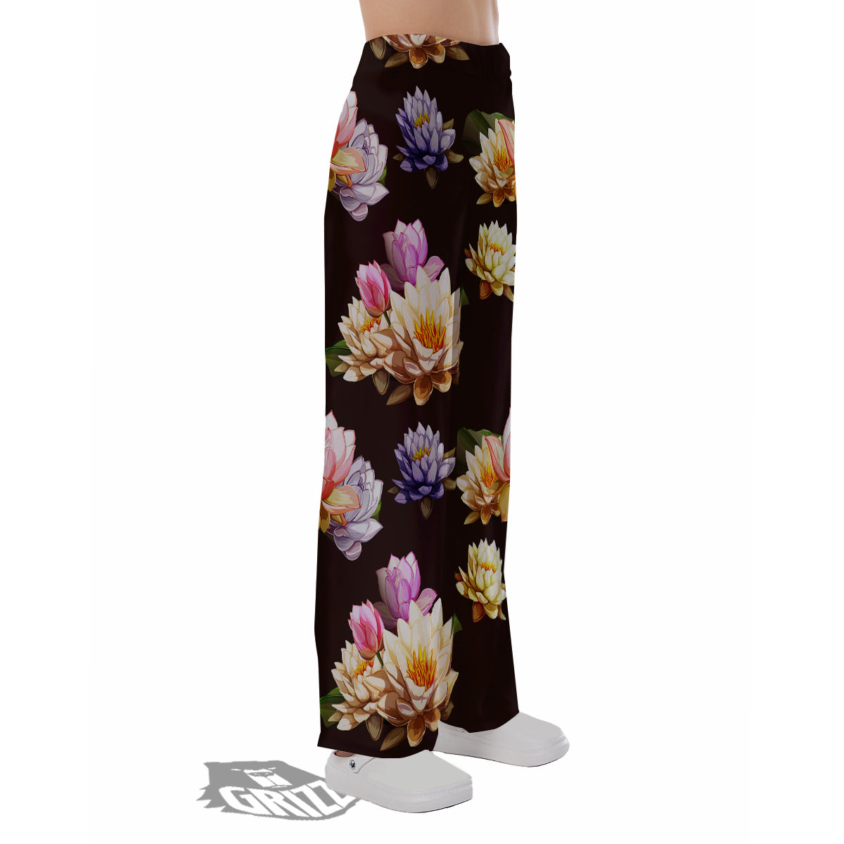 Flower Lotus Vintage Print Pattern Pajama Pants-grizzshop