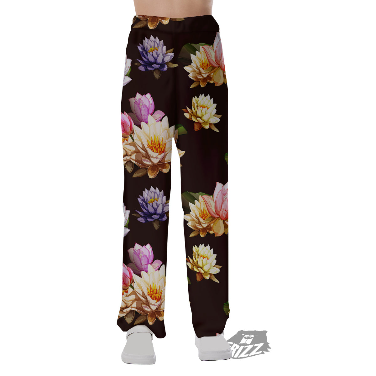 Flower Lotus Vintage Print Pattern Pajama Pants-grizzshop