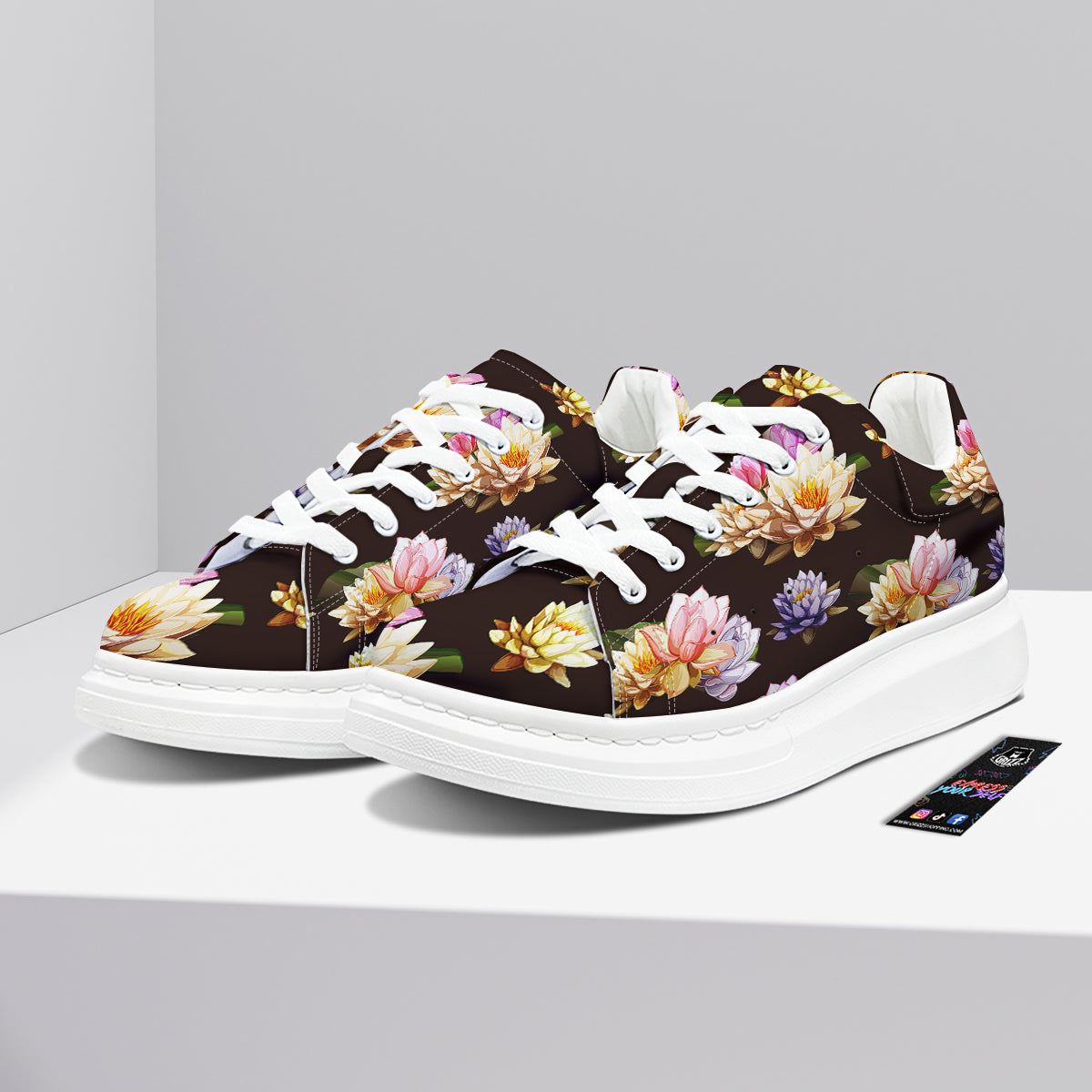 Flower Lotus Vintage Print Pattern Platform Shoes-grizzshop