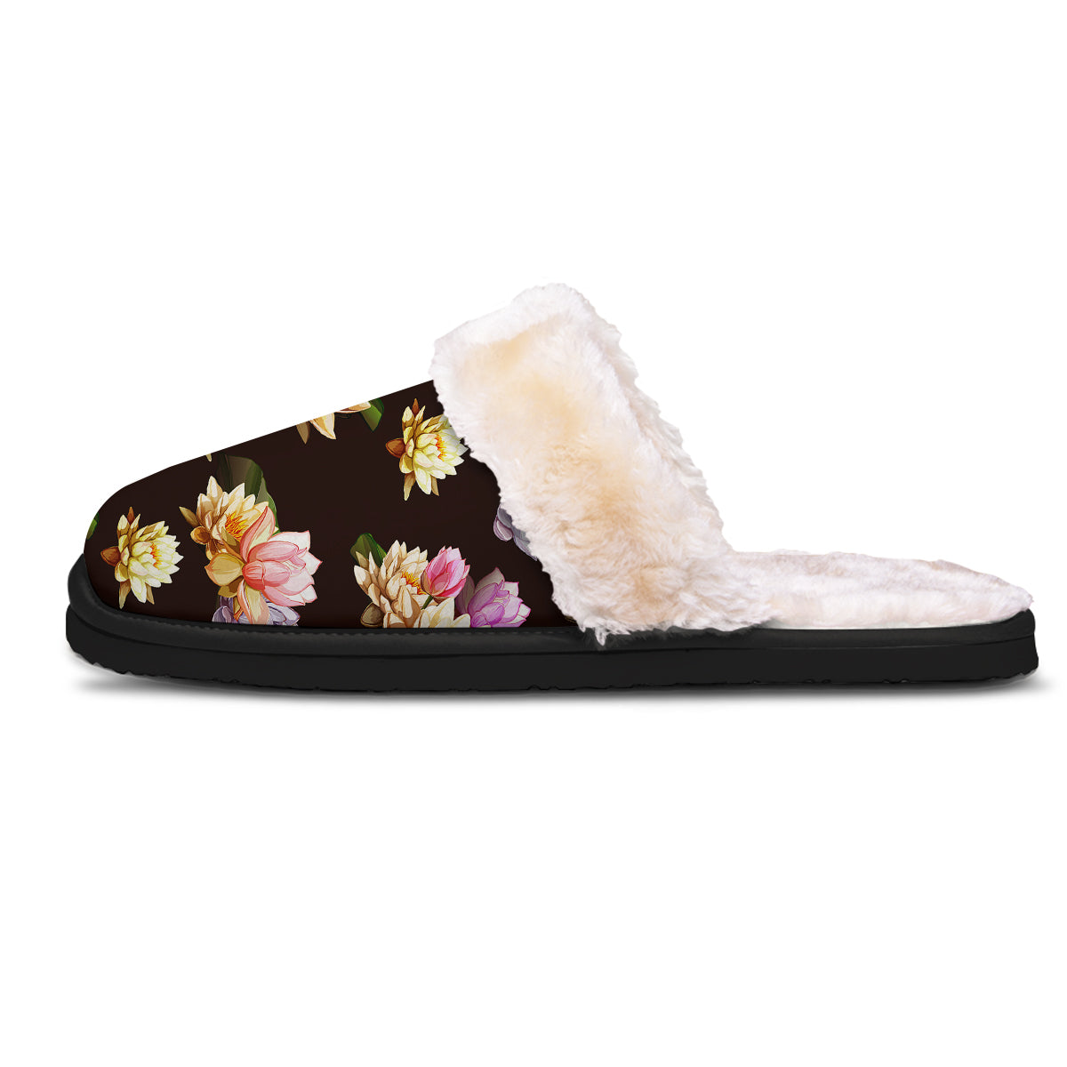 Flower Lotus Vintage Print Pattern Slippers-grizzshop