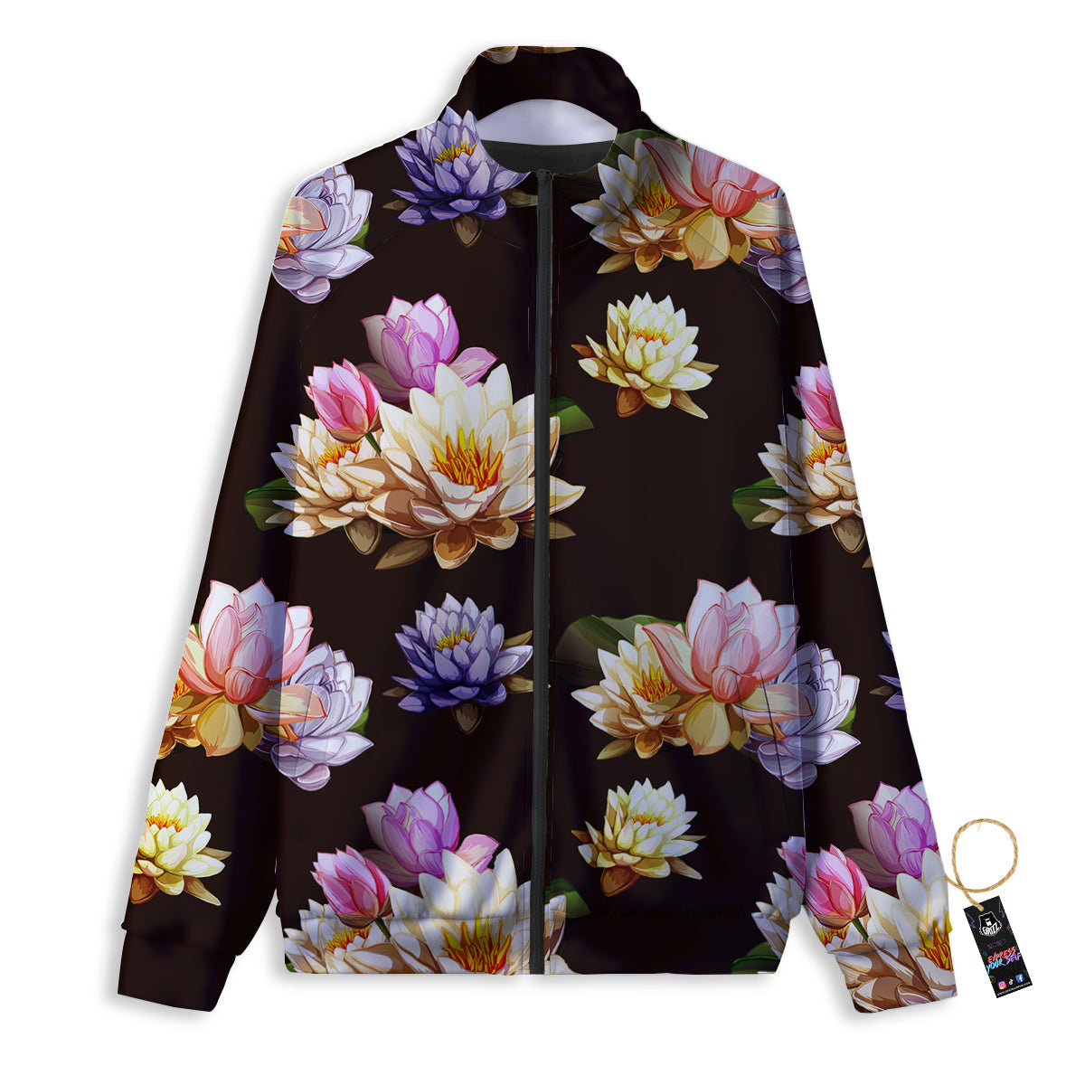Flower Lotus Vintage Print Pattern Track Jacket-grizzshop