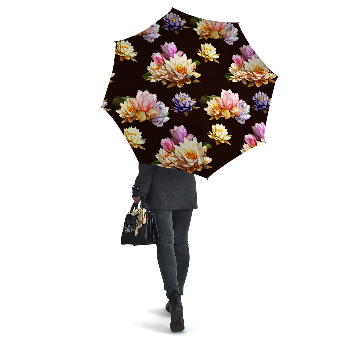 Flower Lotus Vintage Print Pattern Umbrella-grizzshop