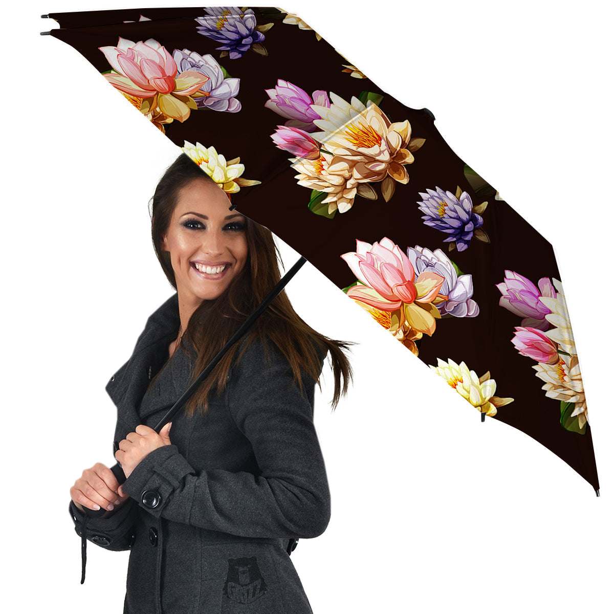 Flower Lotus Vintage Print Pattern Umbrella-grizzshop