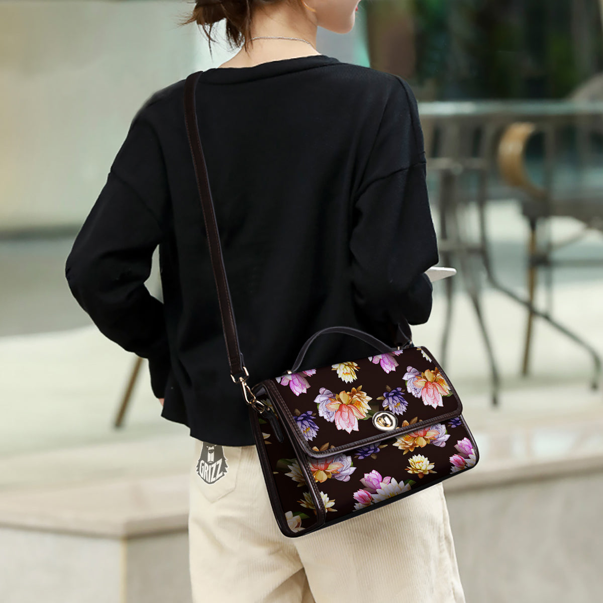Flower Lotus Vintage Print Pattern Women's Satchel Bag-grizzshop