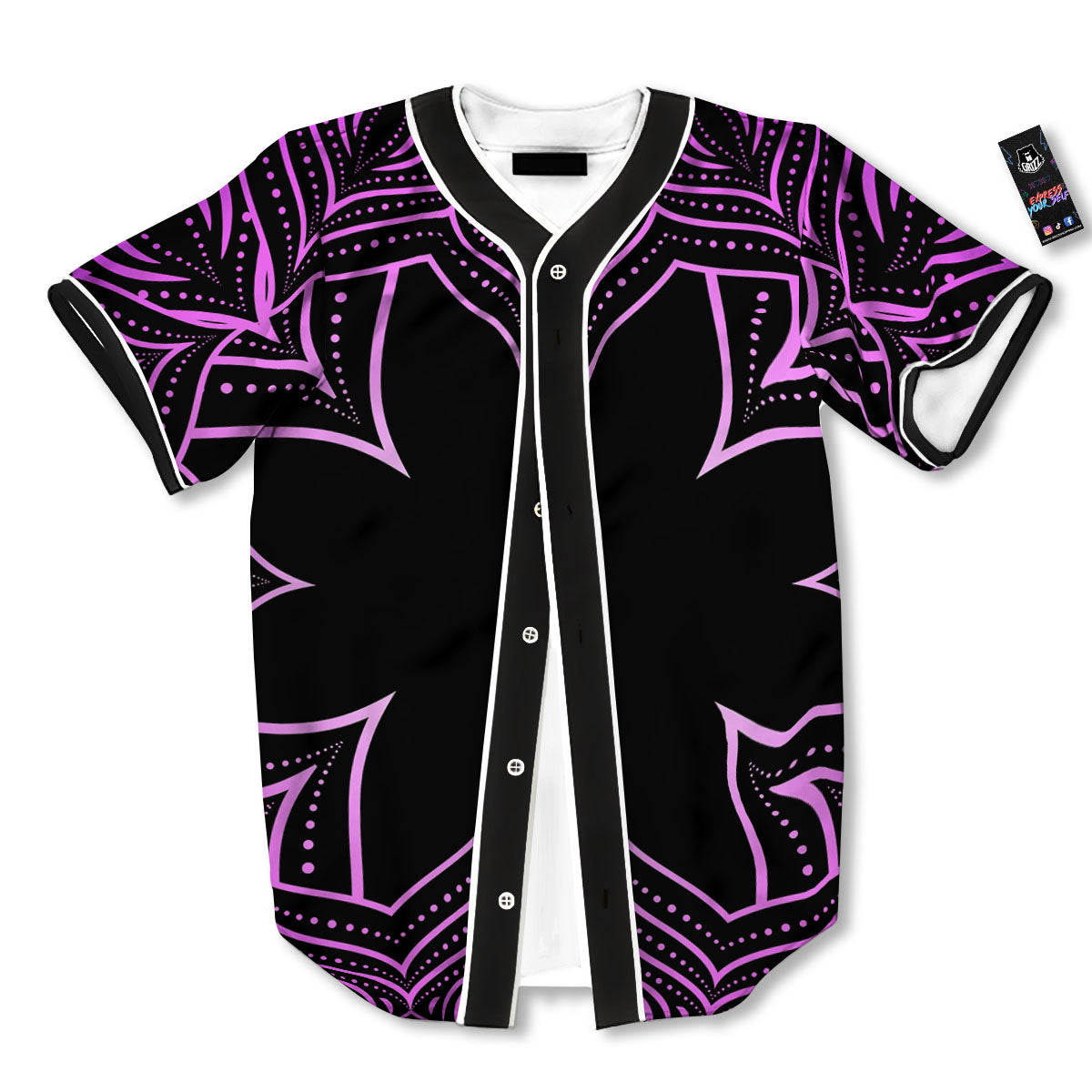 Flower Mandala Purple Print Baseball Jersey-grizzshop