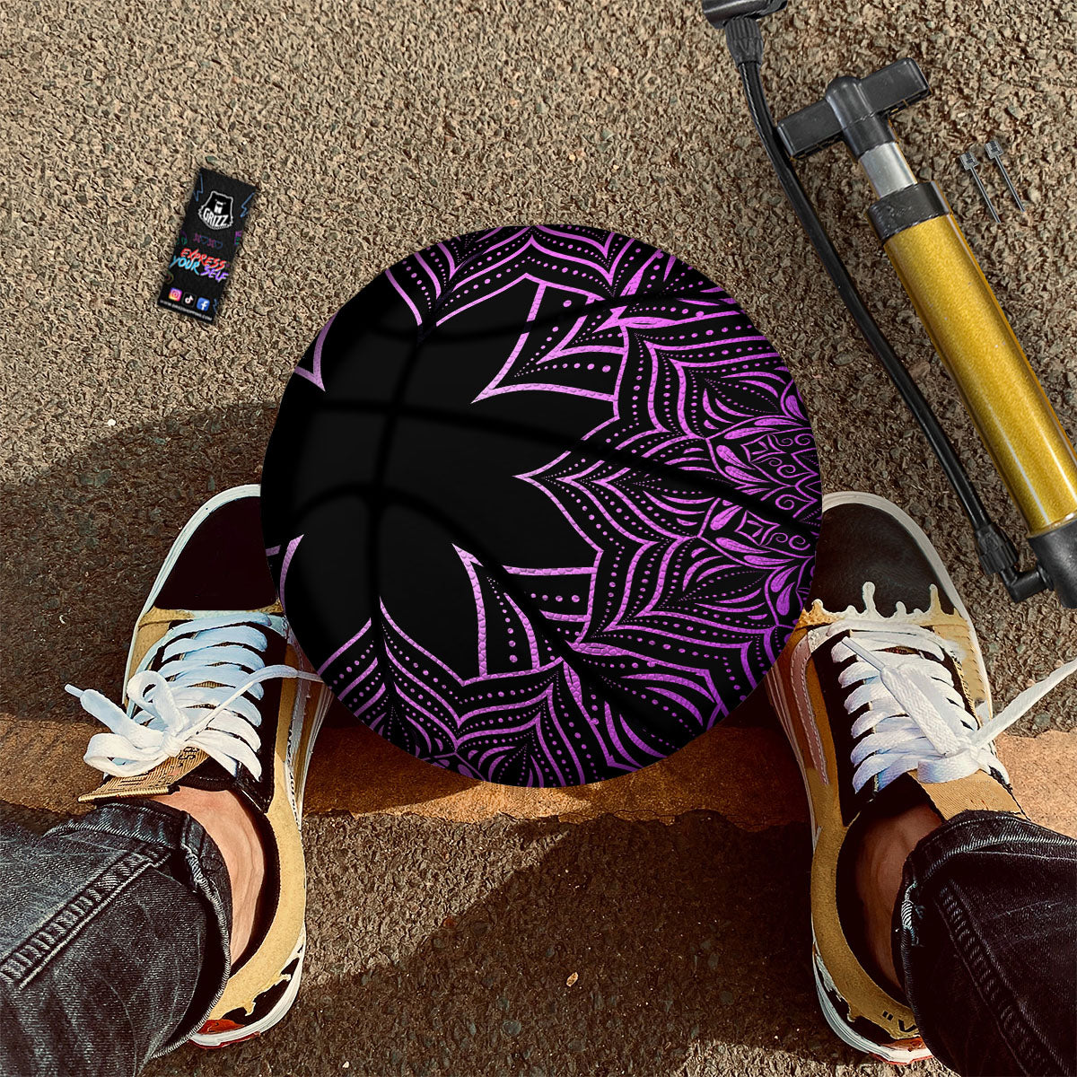 Flower Mandala Purple Print Basketball-grizzshop