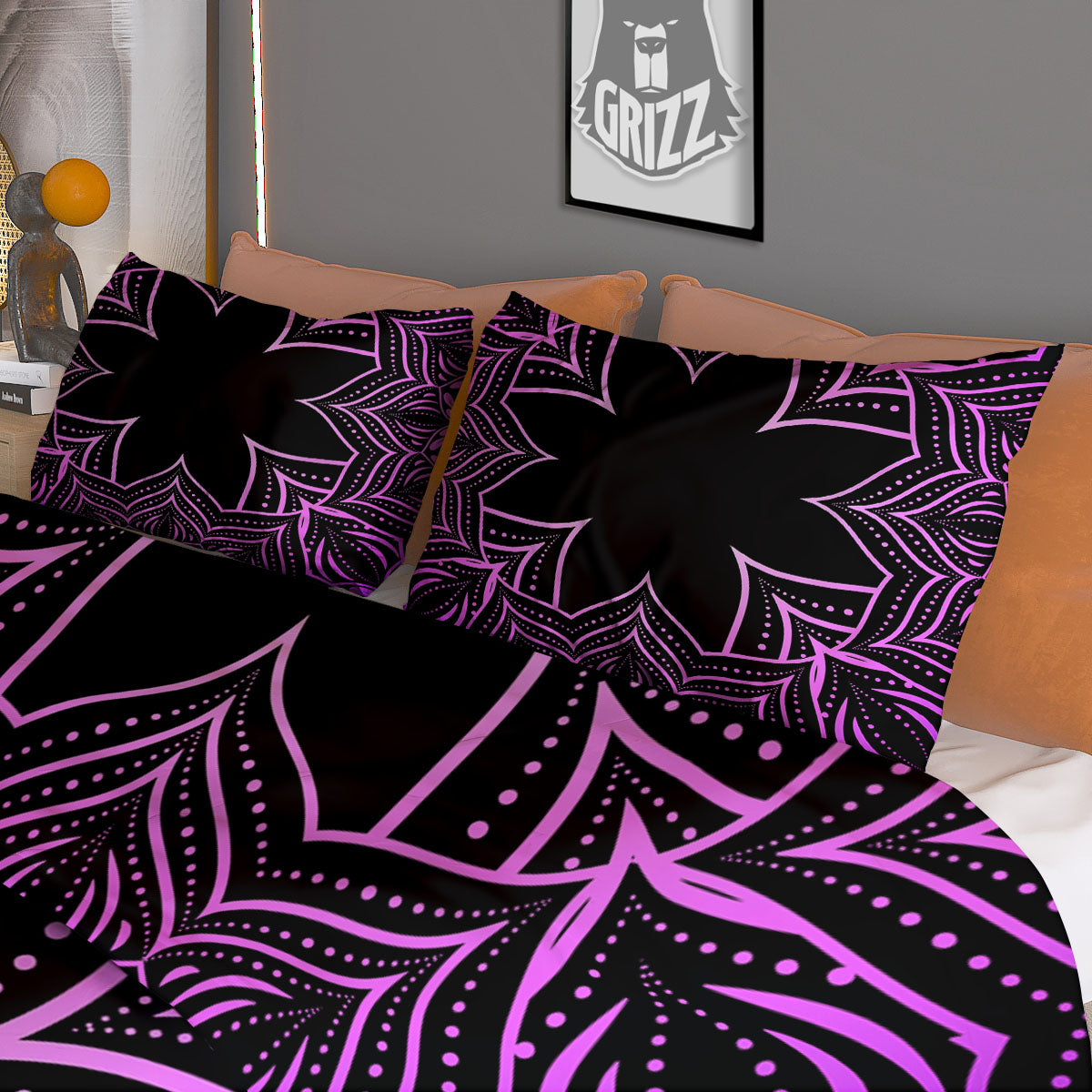 Flower Mandala Purple Print Duvet Cover Bedding Set-grizzshop