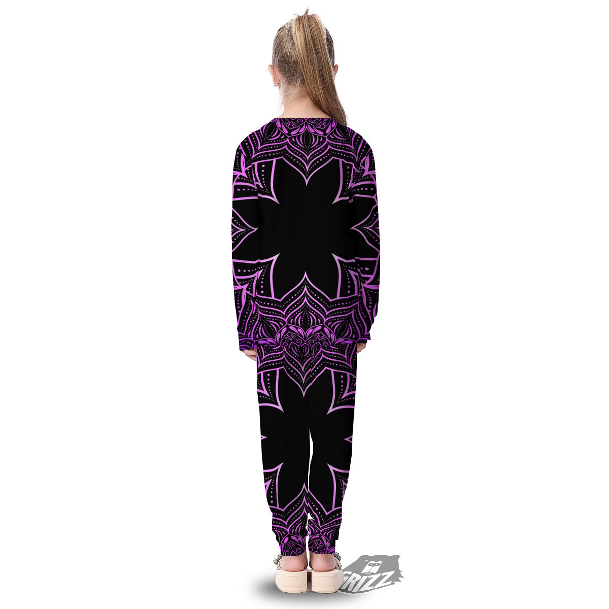 Flower Mandala Purple Print Kid's Pajamas-grizzshop