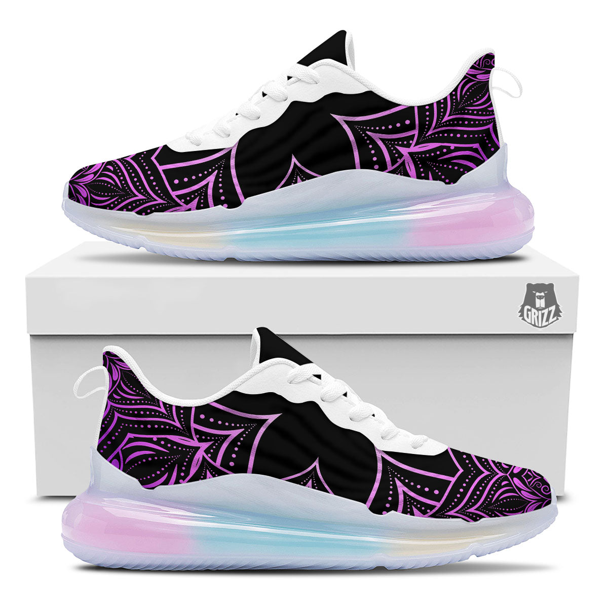 Flower Mandala Purple Print Running Sneakers-grizzshop