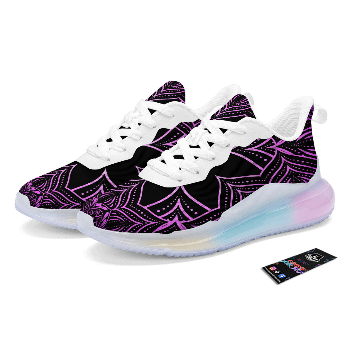 Flower Mandala Purple Print Running Sneakers-grizzshop