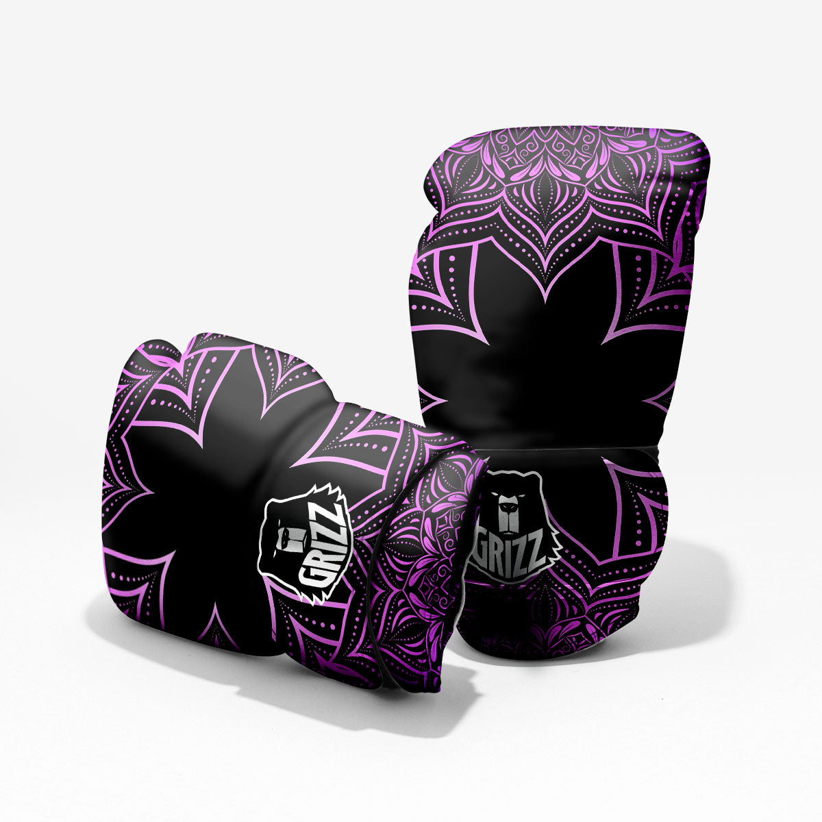 Flower Mandala Purple Print Sparring Gloves-grizzshop
