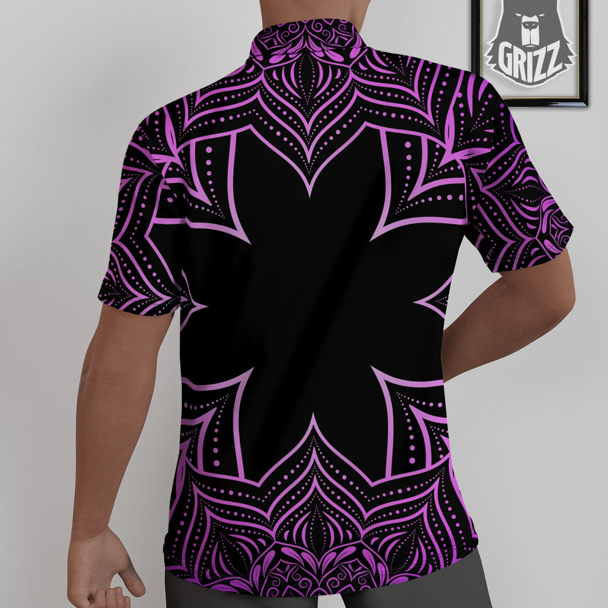 Flower Mandala Purple Print Untucked Shirts-grizzshop