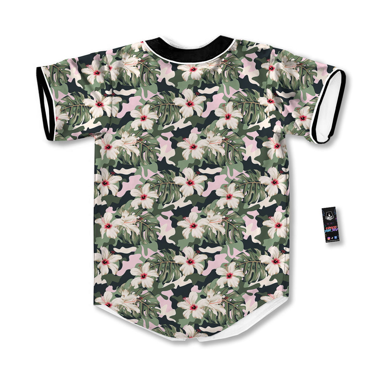 Flower Military Camouflage Print Pattern Baseball Jersey-grizzshop