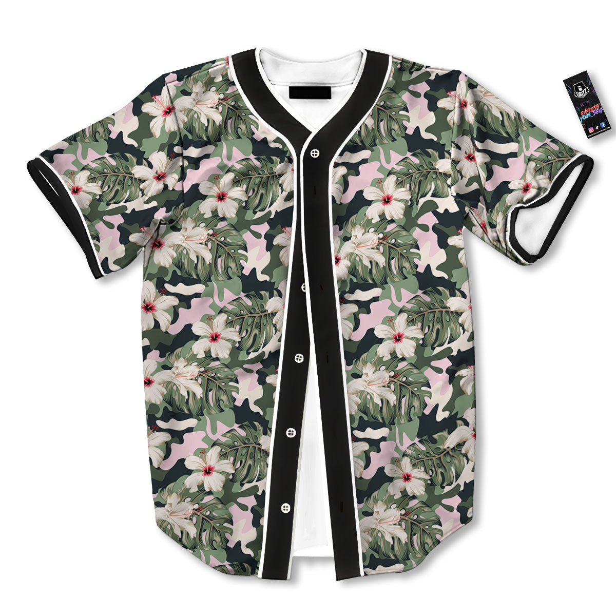 Flower Military Camouflage Print Pattern Baseball Jersey-grizzshop