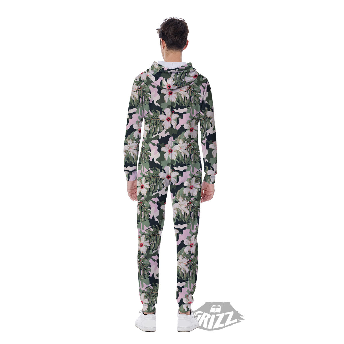 Flower Military Camouflage Print Pattern Men's Jumpsuit-grizzshop