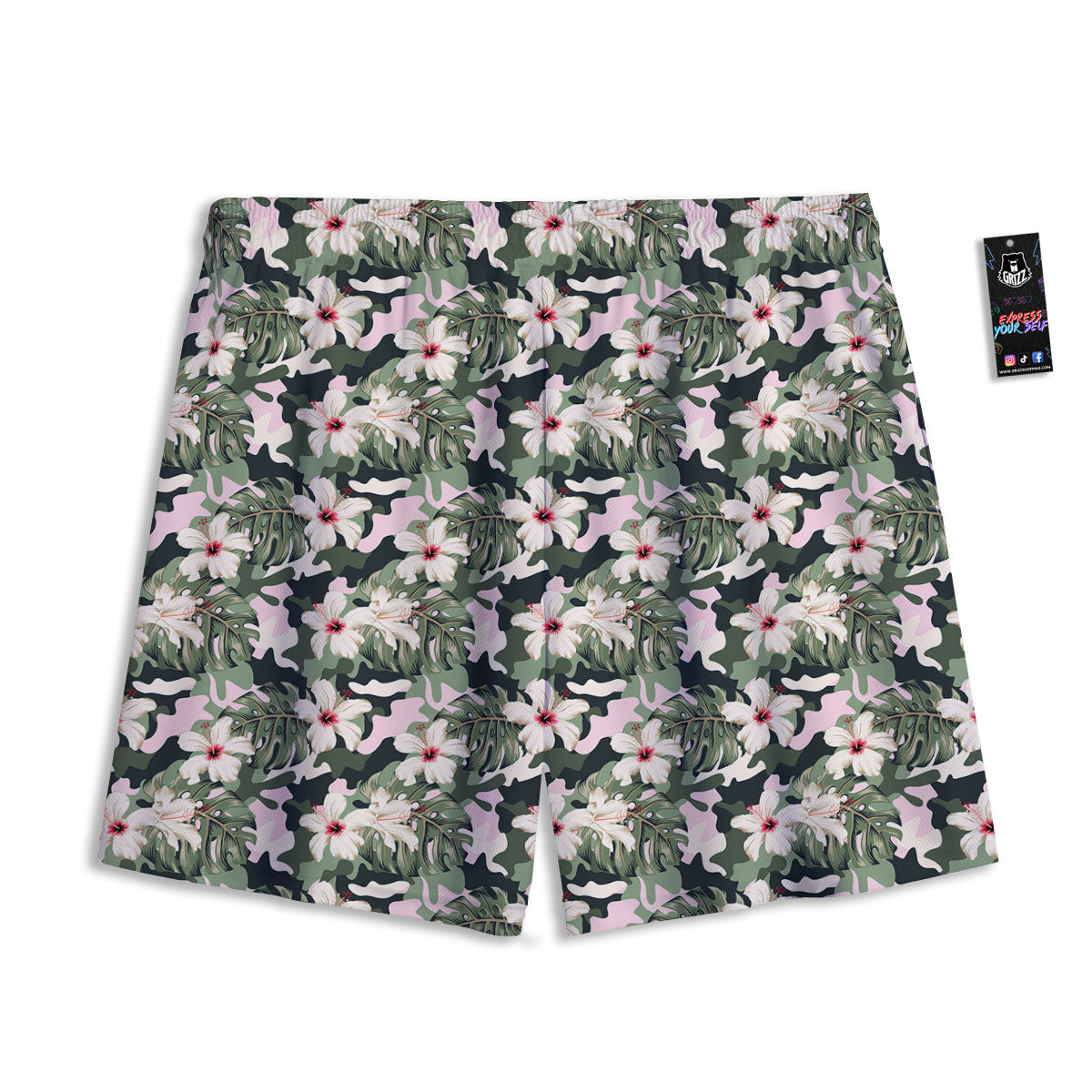 Flower Military Camouflage Print Pattern Mesh Shorts