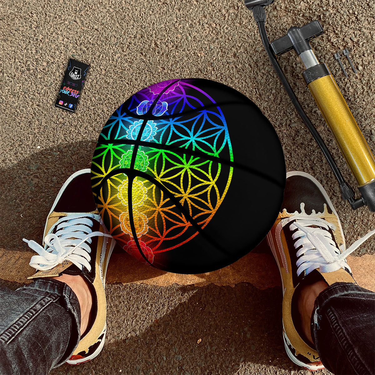 Flower Of Life Seven Chakras Print Basketball-grizzshop
