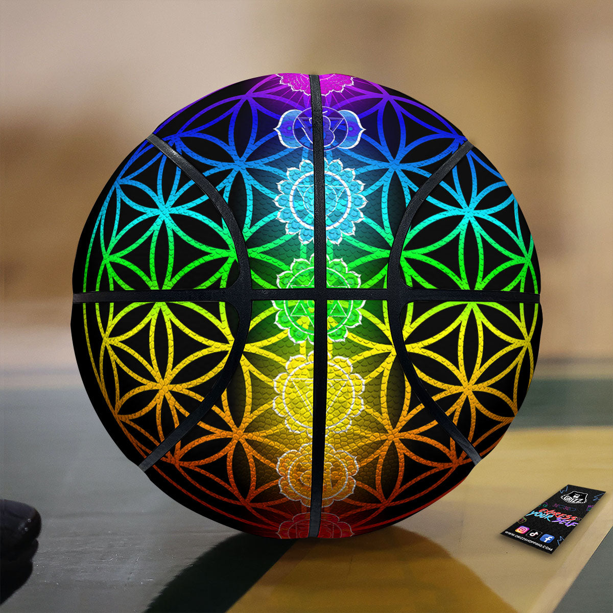 Flower Of Life Seven Chakras Print Basketball-grizzshop