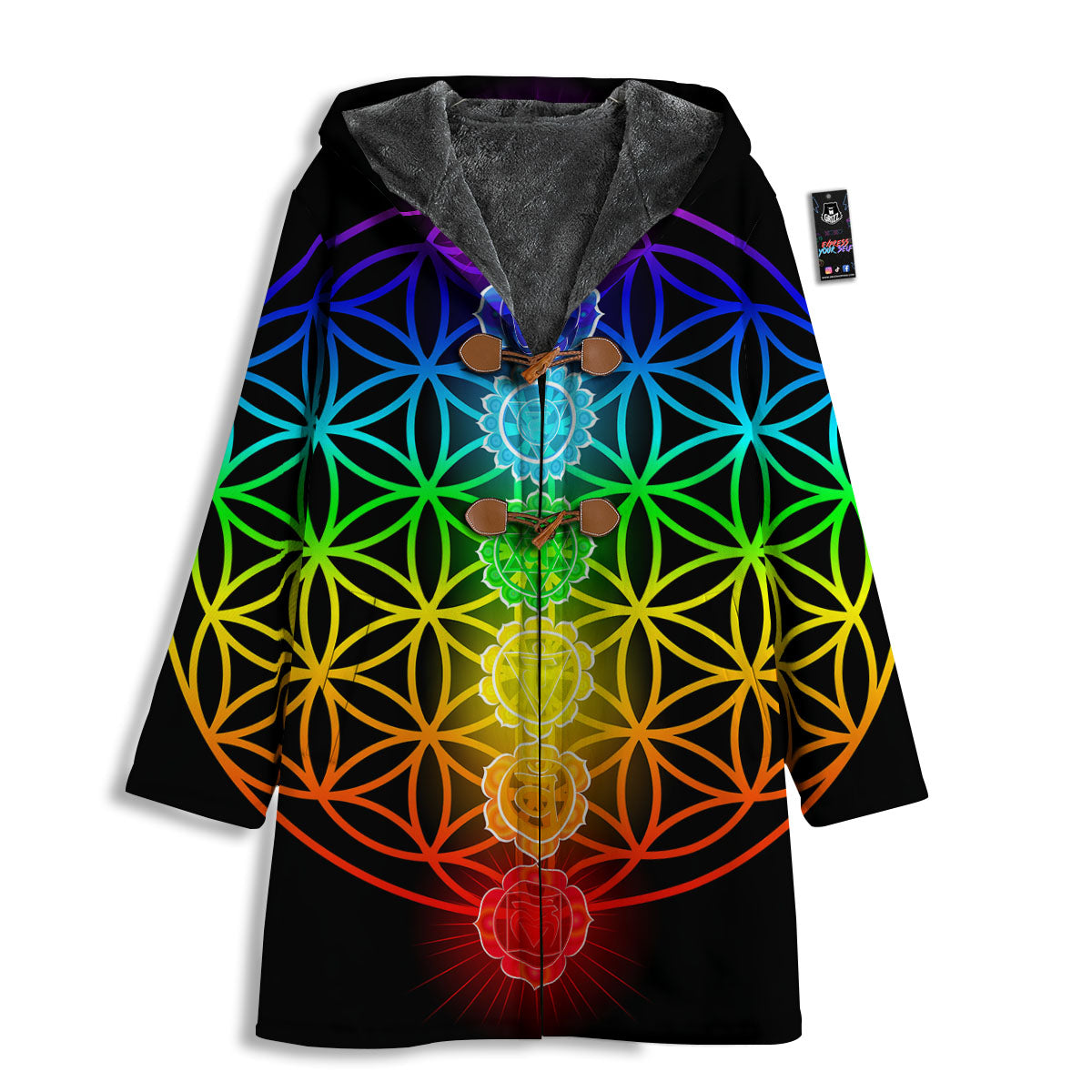 Flower Of Life Seven Chakras Print Men's Windbreaker Jacket-grizzshop