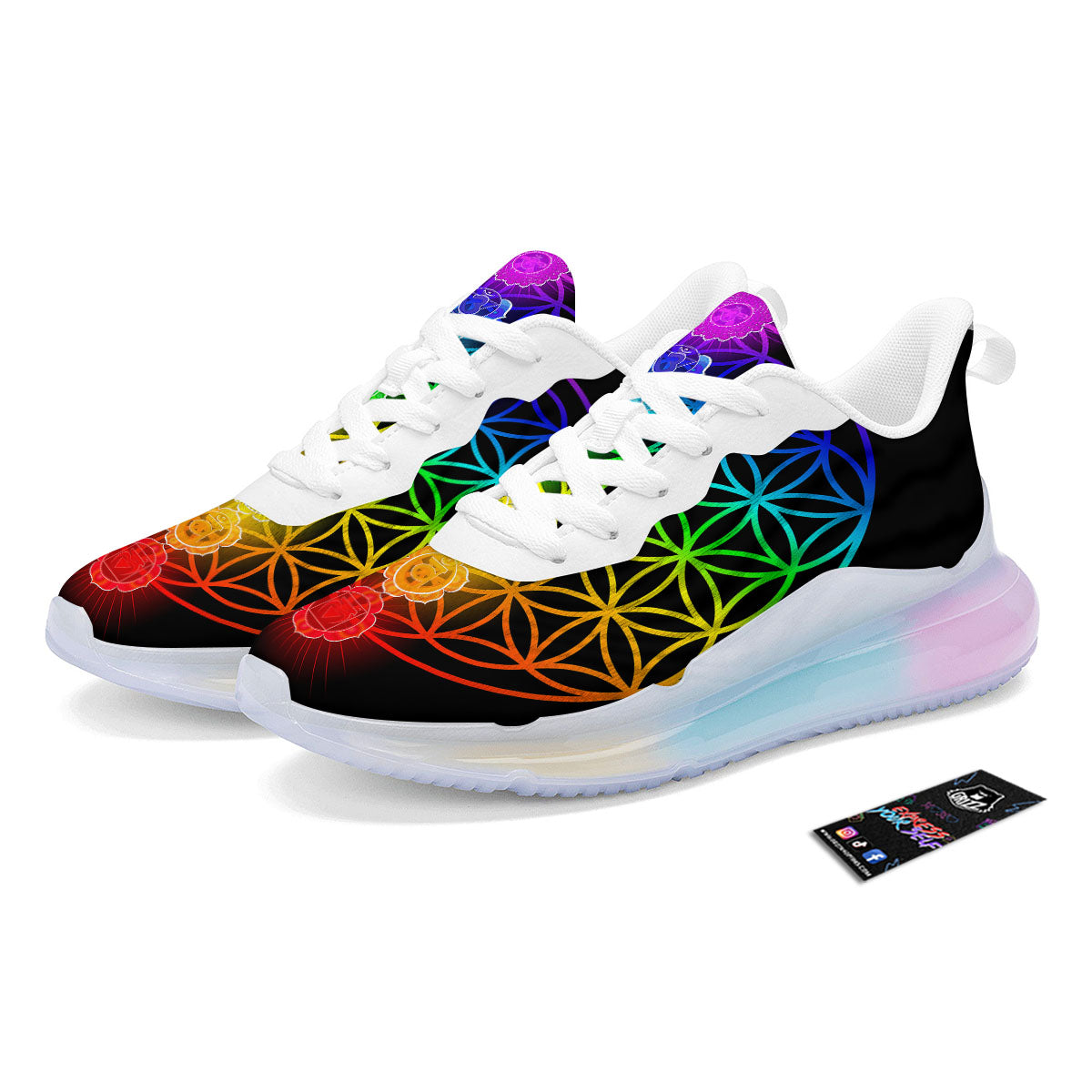 Flower Of Life Seven Chakras Print Running Sneakers-grizzshop