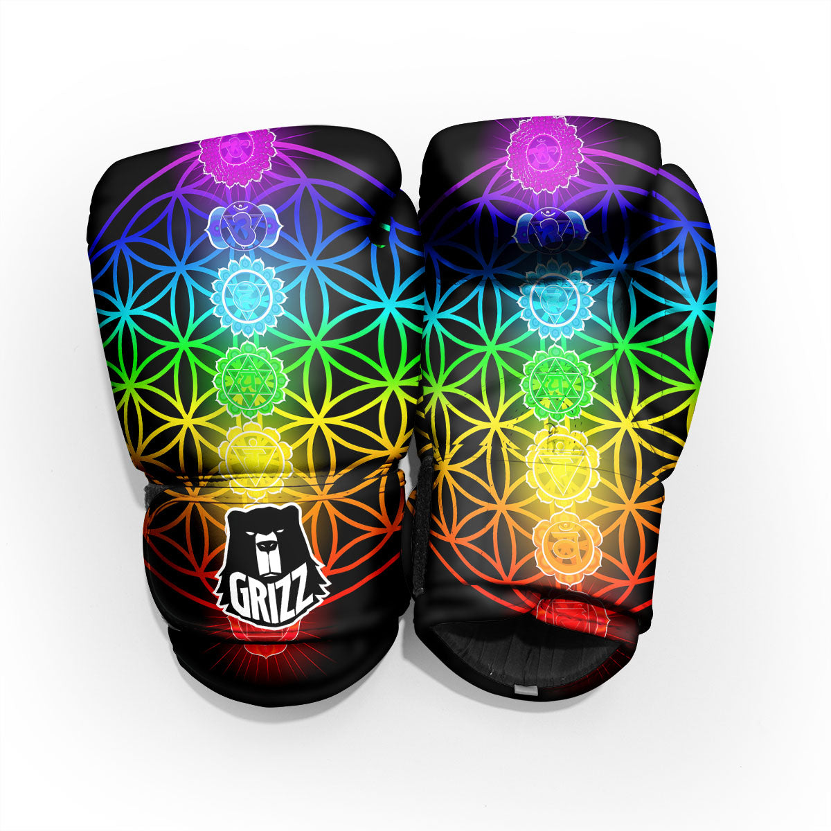 Flower Of Life Seven Chakras Print Sparring Gloves-grizzshop