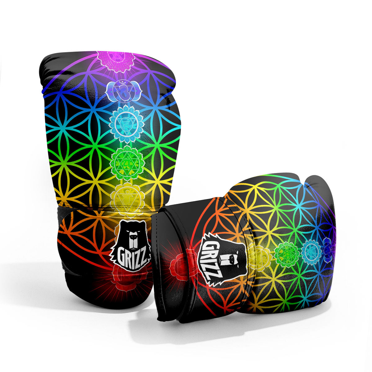 Flower Of Life Seven Chakras Print Sparring Gloves-grizzshop