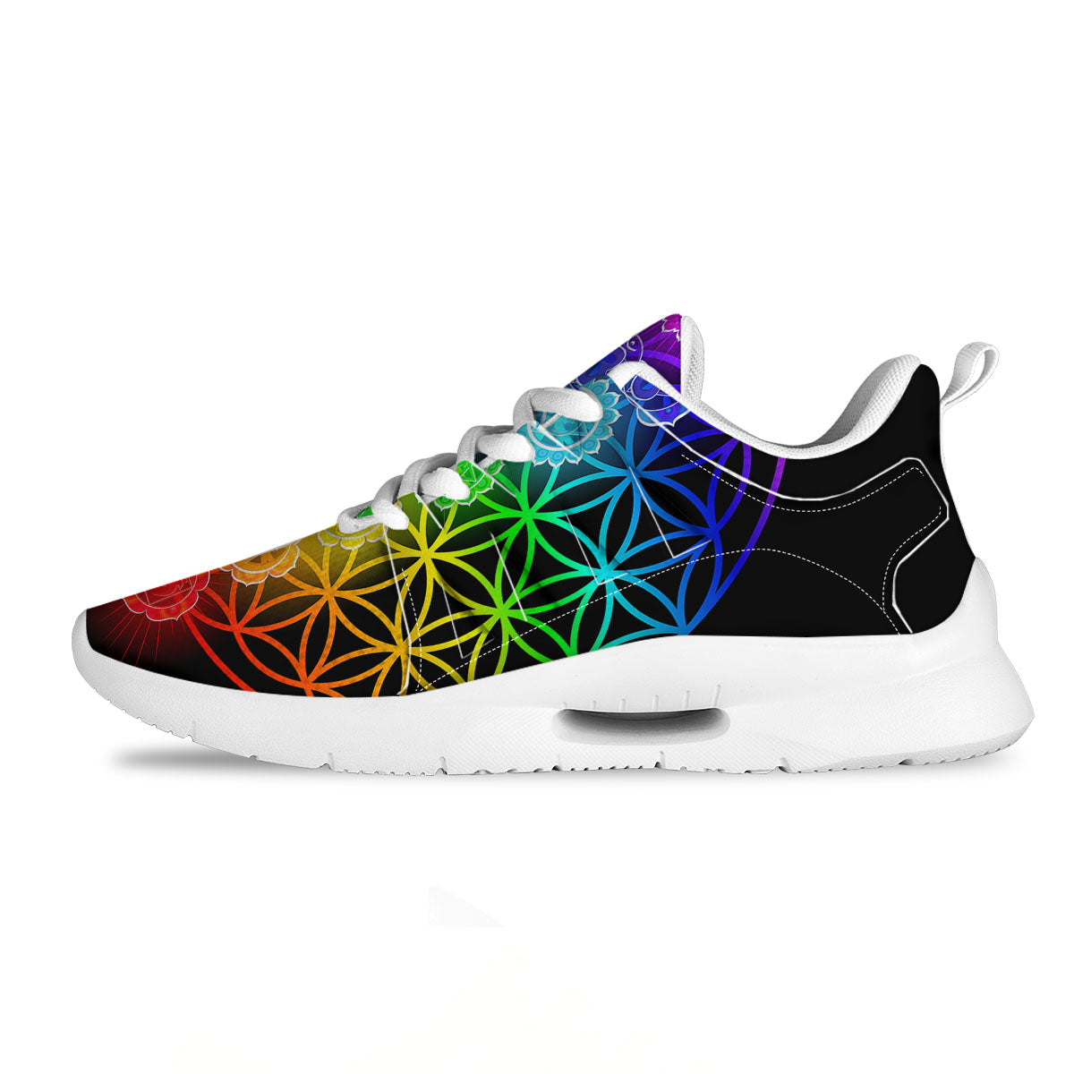 Flower Of Life Seven Chakras Print Tennis Shoes-grizzshop