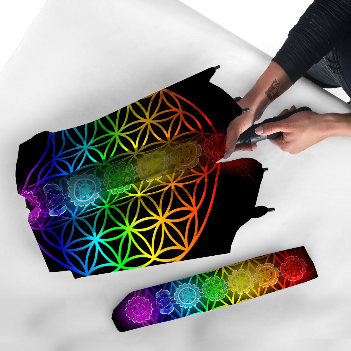 Flower Of Life Seven Chakras Print Umbrella-grizzshop