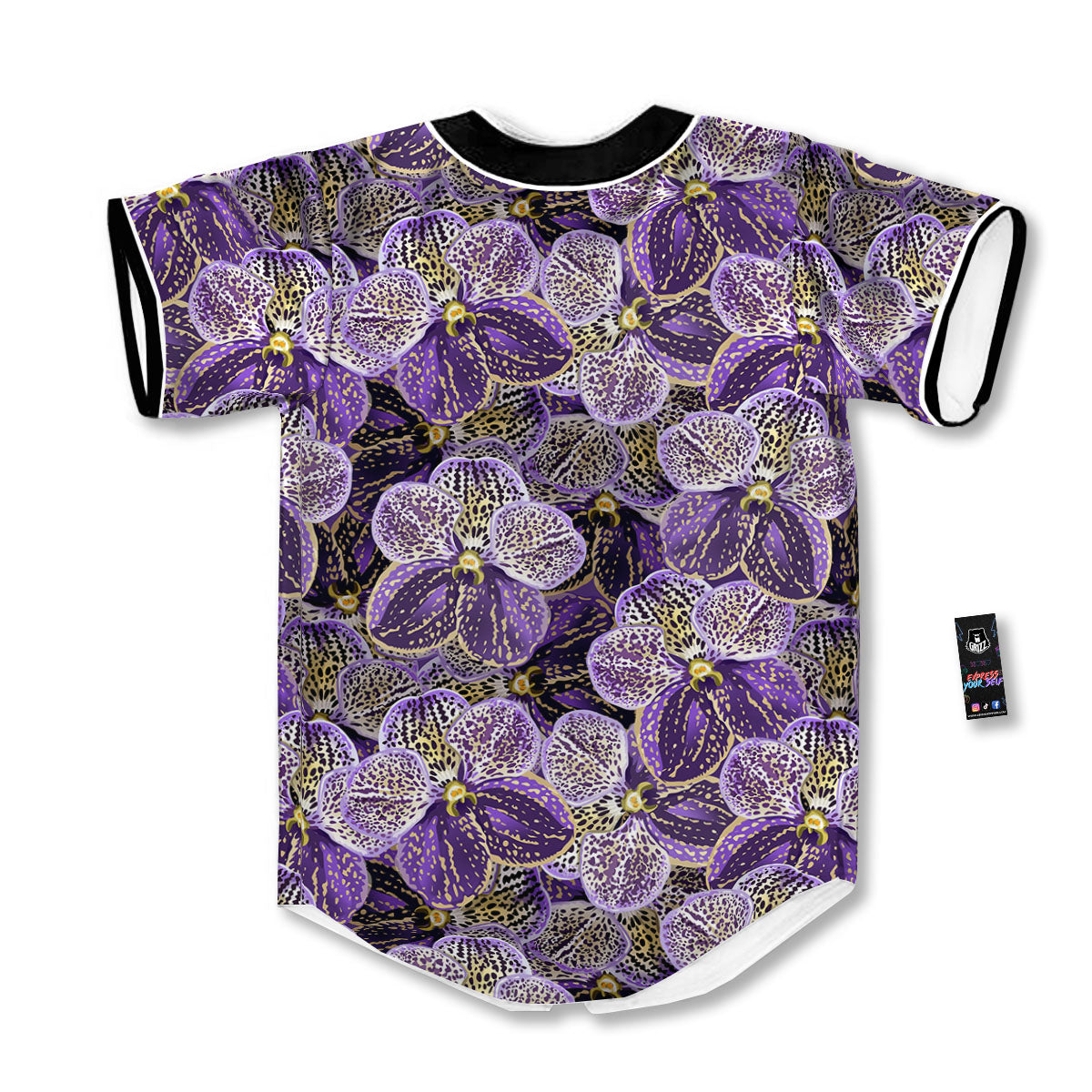 Flower Orchid Purple Print Pattern Baseball Jersey-grizzshop