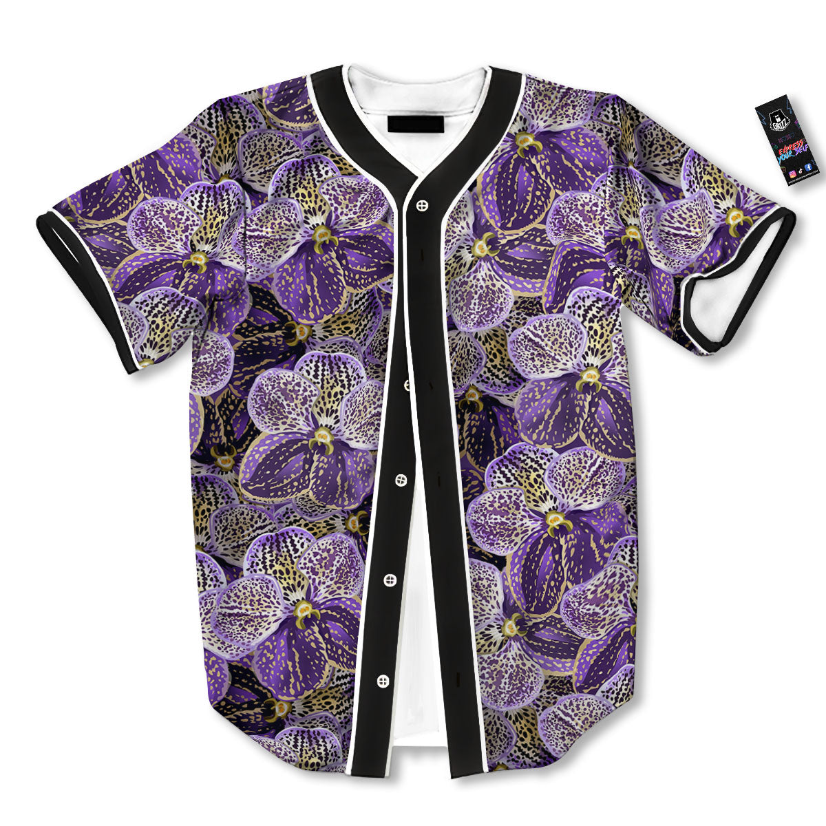 Flower Orchid Purple Print Pattern Baseball Jersey-grizzshop