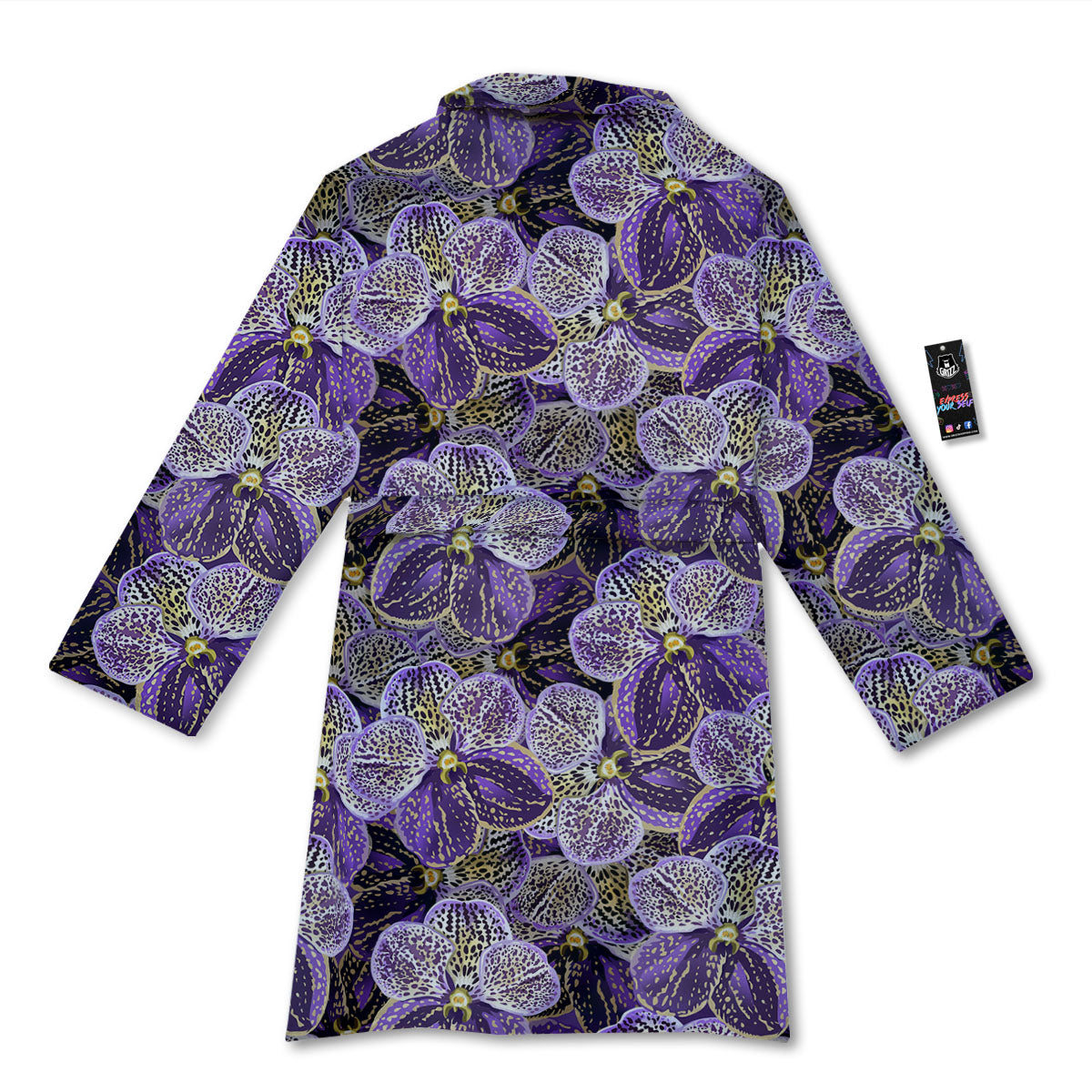 Flower Orchid Purple Print Pattern Bathrobe-grizzshop