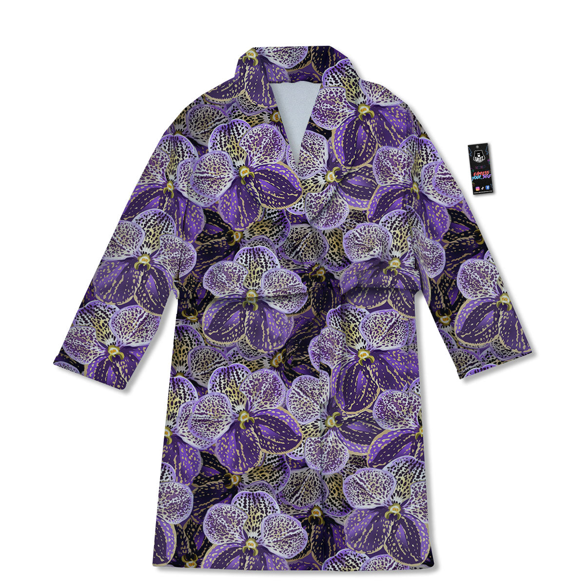 Flower Orchid Purple Print Pattern Bathrobe-grizzshop