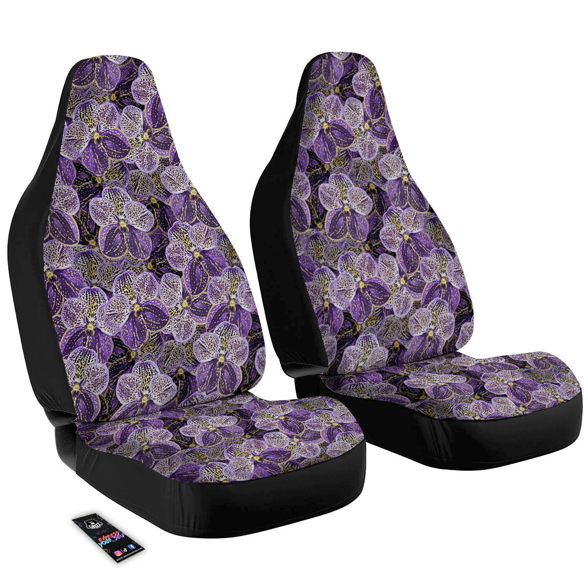 Flower Orchid Purple Print Pattern Car Seat Covers-grizzshop