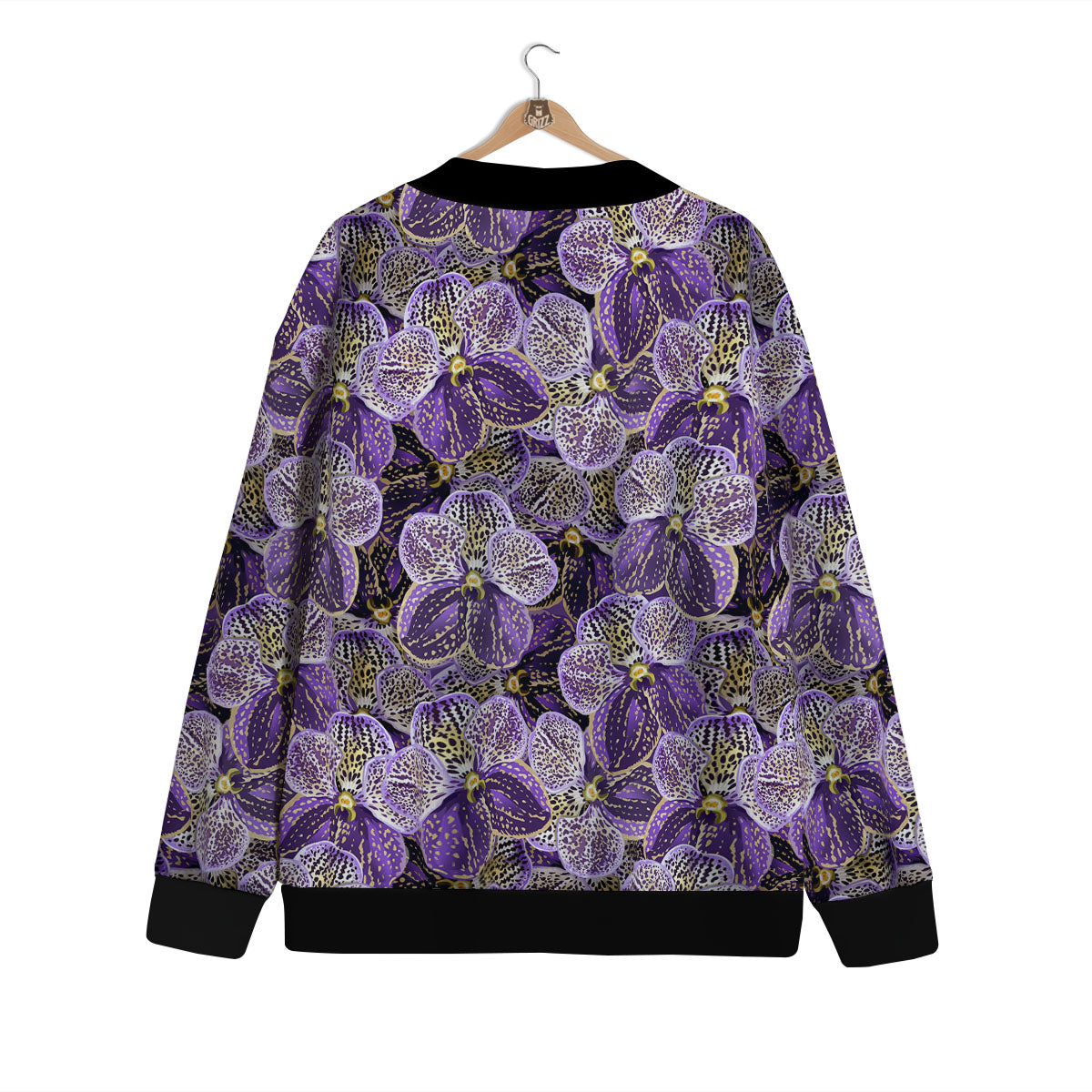 Flower Orchid Purple Print Pattern Cardigan-grizzshop