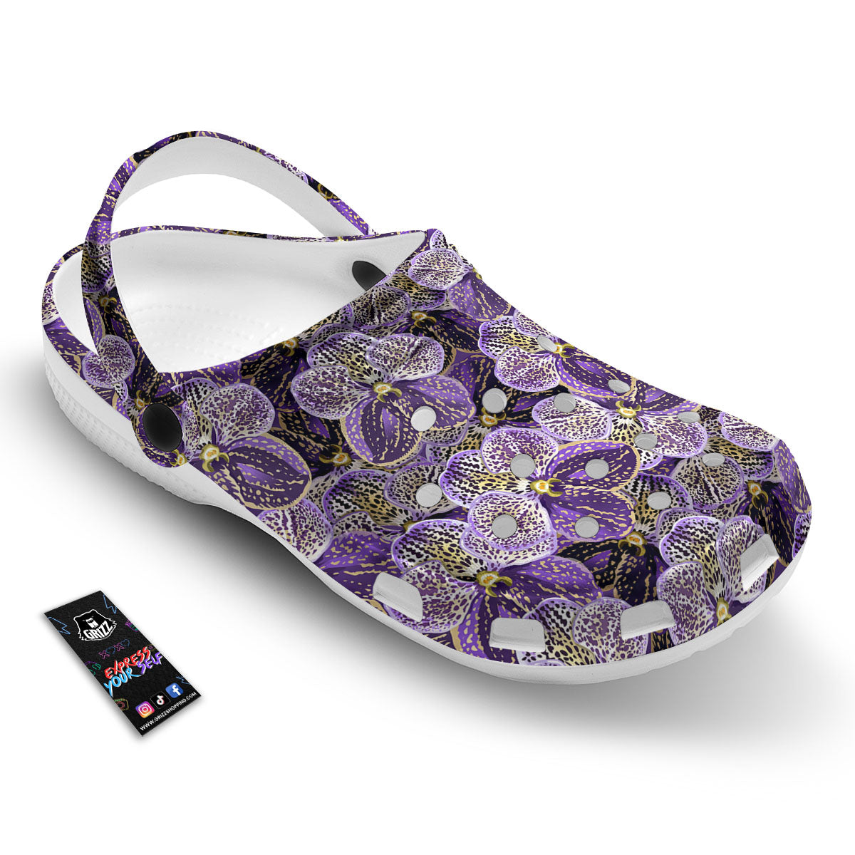 Flower Orchid Purple Print Pattern Clog-grizzshop