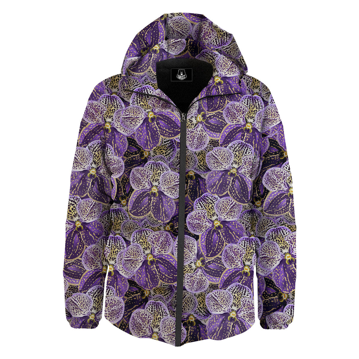 Flower Orchid Purple Print Pattern Down Jacket-grizzshop