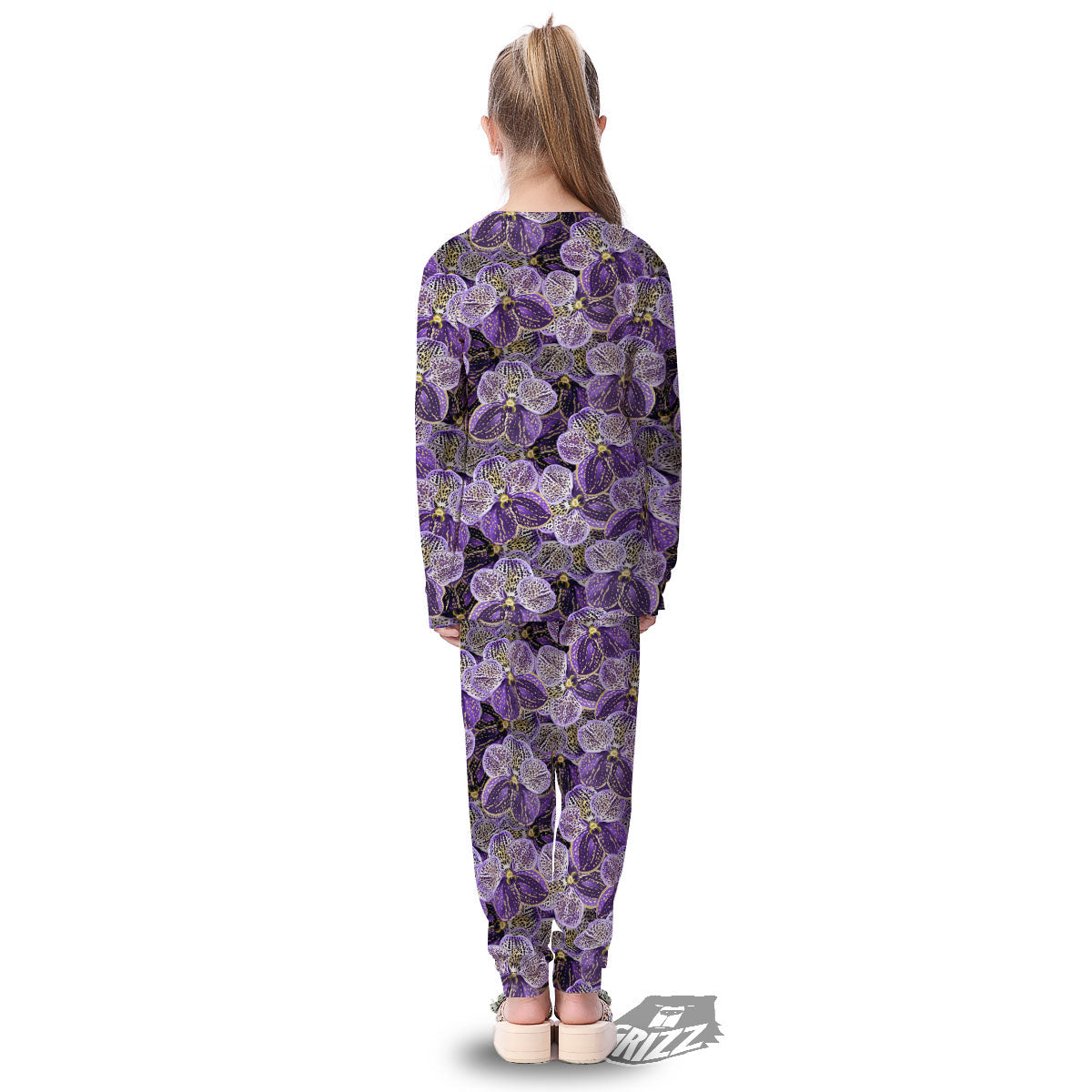 Flower Orchid Purple Print Pattern Kid's Pajamas-grizzshop