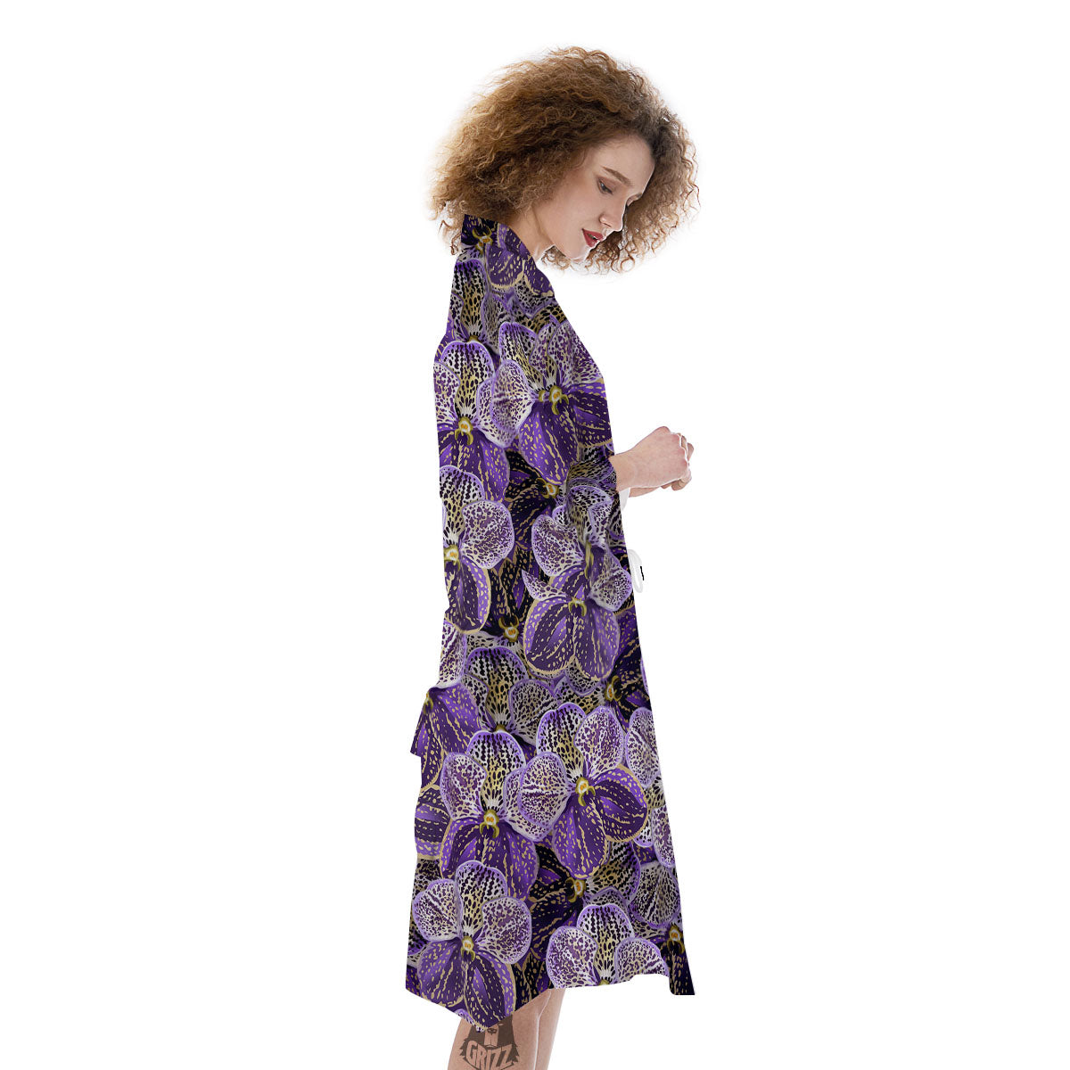 Flower Orchid Purple Print Pattern Kimono-grizzshop