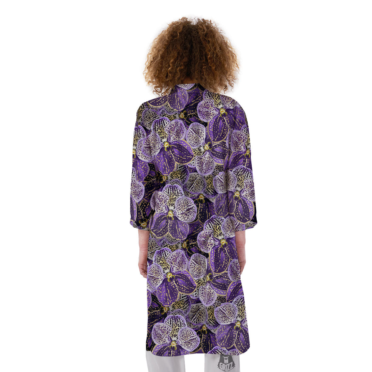 Flower Orchid Purple Print Pattern Kimono-grizzshop